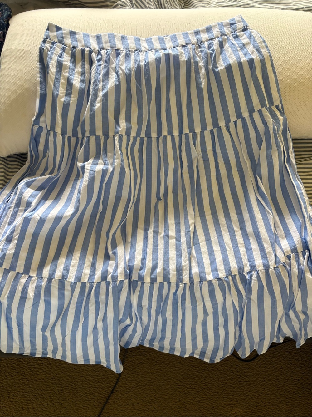 J. Crew Blue and White Striped Maxi Skirt